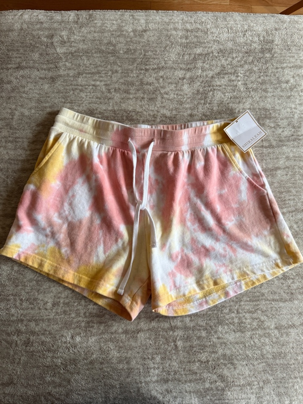 Shiraleah Pastel Tie-Dye Lounge Shorts in Pink, Yellow & White